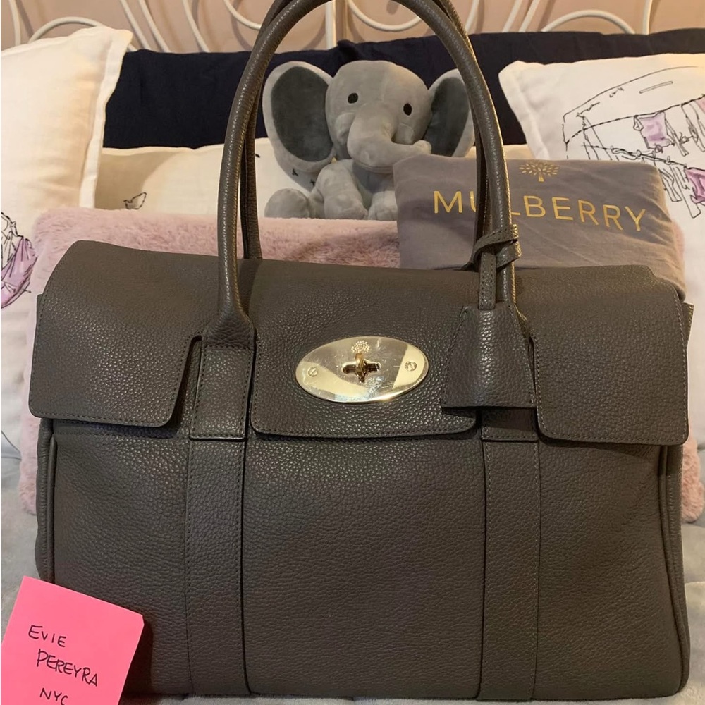 Mulberry Classic Grain Medium Bayswater Satchel Mole Grey